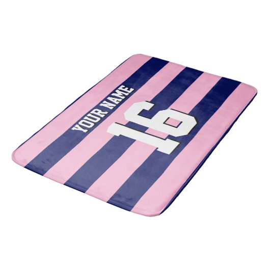 Cot Snoep Pink Navy Blue Team Jersey Preppy Stripe Badmat (Gekanteld)