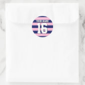 Cot Snoep Pink Navy Blue Team Jersey Preppy Stripe Ronde Sticker (Tas)