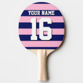 Cot Snoep Pink Navy Blue Team Jersey Preppy Stripe Tafeltennisbatje (Achterkant)