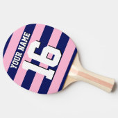 Cot Snoep Pink Navy Blue Team Jersey Preppy Stripe Tafeltennisbatje (Zijkant)