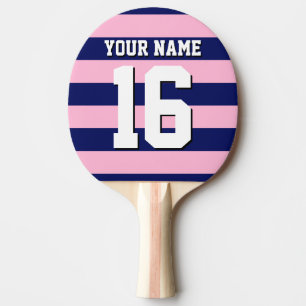 Cot Snoep Pink Navy Blue Team Jersey Preppy Stripe Tafeltennisbatje