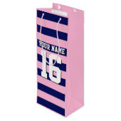 Cot Snoep Pink Navy Blue Team Jersey Preppy Stripe Wijn Cadeautas (Achterkant Gekanteld)