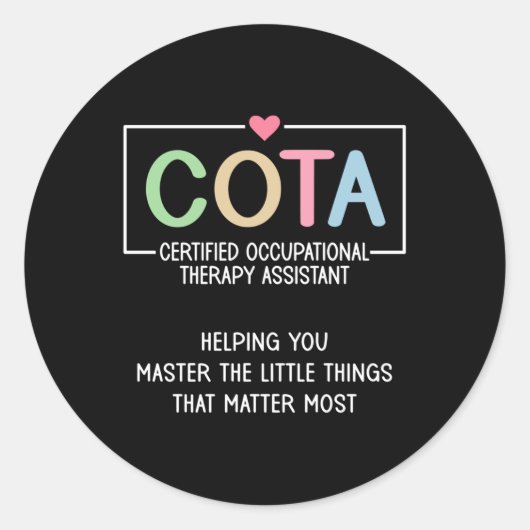 COTA Appreciation Certified Ergotherapie I Ronde Sticker (Voorkant)