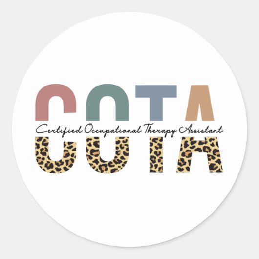 COTA Certified Occupational Therapy Assistant Ronde Sticker (Voorkant)