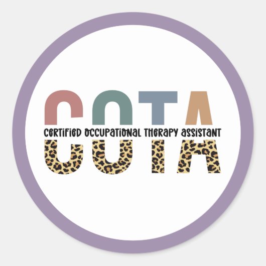 COTA Certified Occupational Therapy Assistant Ronde Sticker (Voorkant)