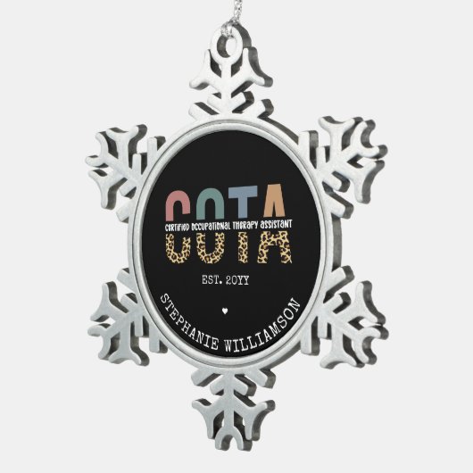 COTA Certified Occupational Therapy Assistant Tin Sneeuwvlok Ornament (Rechts)