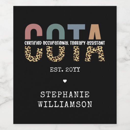 COTA Certified Occupational Therapy Assistant Wijn Etiket (Enkel label)