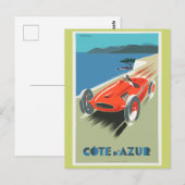 Cote A Azur Vintage Reisposter Briefkaart (Voorkant / Achterkant)