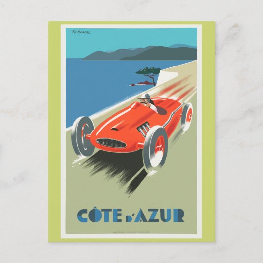 Cote A Azur Vintage Reisposter Briefkaart (Voorkant)