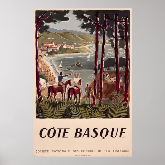 Côte Basque Antieke Reisposter Poster (Voorkant)