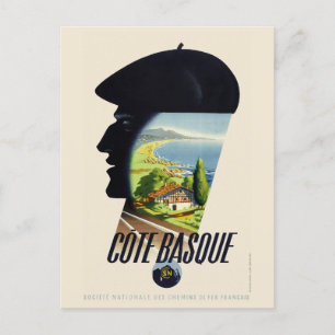 Côte Basque France Vintage Travel Poster Briefkaart