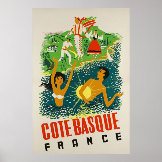Côte Basque, Frankrijk, Travel Poster (Voorkant)