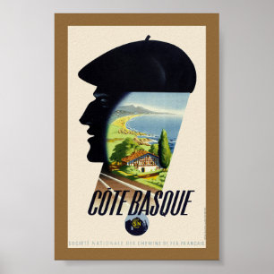 Côte Basque Frankrijk Vintage Reisposter Poster