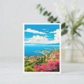 Cote d Azur Frankrijk vintage reisillustratie Briefkaart (Staand voorkant)