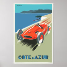 Cote d Azur, Frans poster van vintage Travel