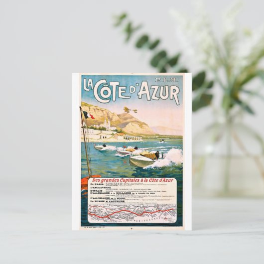 Cote D' Azur, Franse riviera, bootrace, Frankrijk Briefkaart (Staand voorkant)