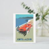 Cote D Azur Vintage Reisposter Postkaart (Staand voorkant)