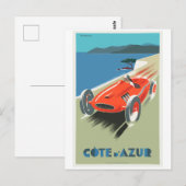 Cote D Azur Vintage Reisposter Postkaart (Voorkant / Achterkant)