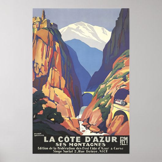 Côte d'Azur Art France Travel Poster French Rivier (Voorkant)