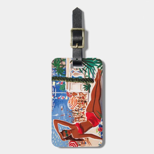 Cote D'Azur Beach Girl Bagagelabel (Voorkant verticaal)