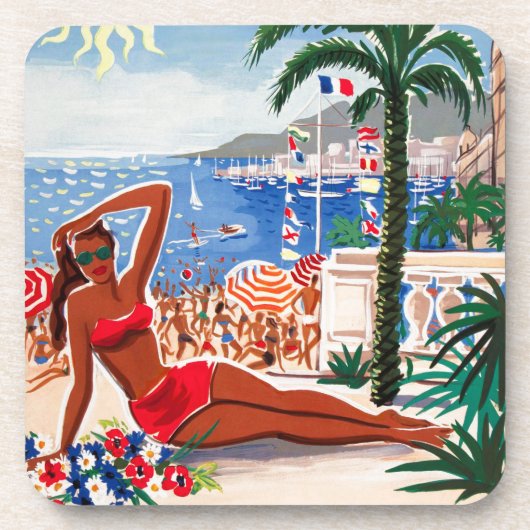  Cote D'Azur Beach Girl Bier Onderzetter (Voorkant)