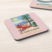  Cote D'Azur Beach Girl Bier Onderzetter (Linkerzijde)