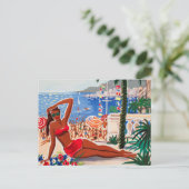  Cote D'Azur Beach Girl Briefkaart (Staand voorkant)