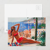  Cote D'Azur Beach Girl Briefkaart (Voorkant / Achterkant)