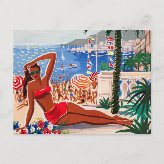  Cote D'Azur Beach Girl Briefkaart (Voorkant)