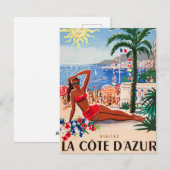  Cote D'Azur Beach Girl Feestdagenkaart (Voorkant / Achterkant)