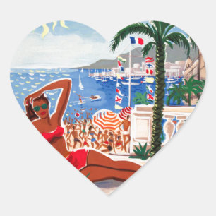 Cote D'Azur Beach Girl Hart Sticker