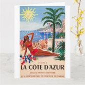  Cote D'Azur Beach Girl Kaart (Gele Bloem)