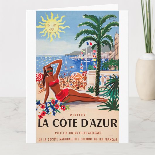  Cote D'Azur Beach Girl Kaart (Voorkant)