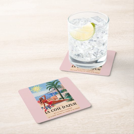  Cote D'Azur Beach Girl Kartonnen Onderzetters (Insitu)