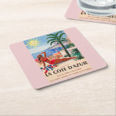  Cote D'Azur Beach Girl Kartonnen Onderzetters (Schuin)