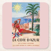  Cote D'Azur Beach Girl Kartonnen Onderzetters (Voorkant)