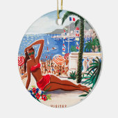  Cote D'Azur Beach Girl Keramisch Ornament (Links)