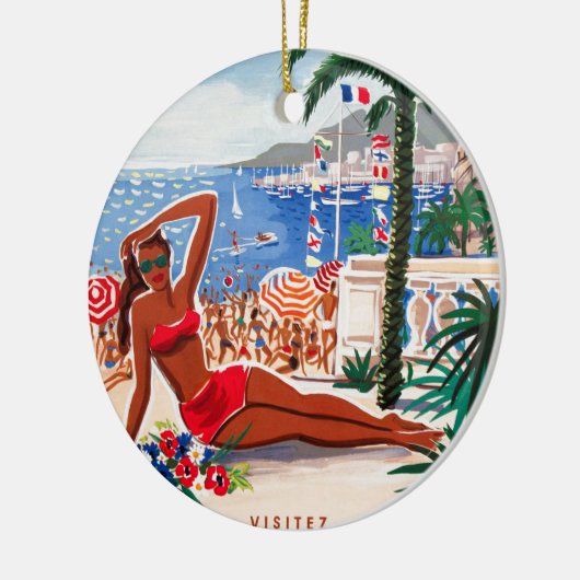 Cote D'Azur Beach Girl Keramisch Ornament (Links)
