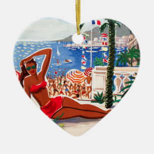 Cote D'Azur Beach Girl Keramisch Ornament