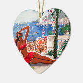  Cote D'Azur Beach Girl Keramisch Ornament (Links)