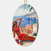  Cote D'Azur Beach Girl Keramisch Ornament (Links)