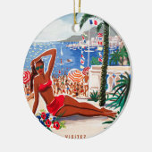  Cote D'Azur Beach Girl Keramisch Ornament (Links)