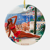  Cote D'Azur Beach Girl Keramisch Ornament (Achterkant)