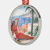 Cote D'Azur Beach Girl Metalen Ornament (Links)