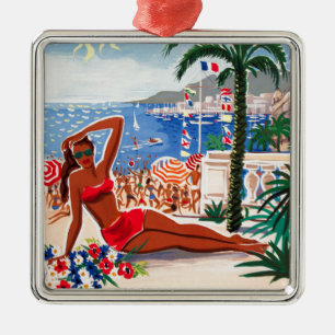 Cote D'Azur Beach Girl Metalen Ornament