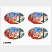  Cote D'Azur Beach Girl Ovale Sticker (Vel)