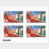  Cote D'Azur Beach Girl Rechthoekige Sticker (Vel)