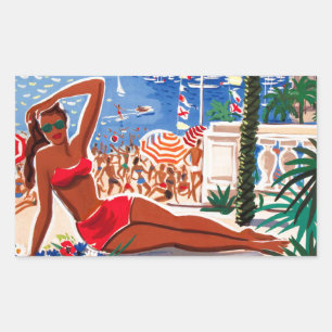  Cote D'Azur Beach Girl Rechthoekige Sticker