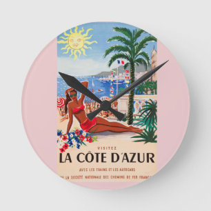 Cote D'Azur Beach Girl Ronde Klok