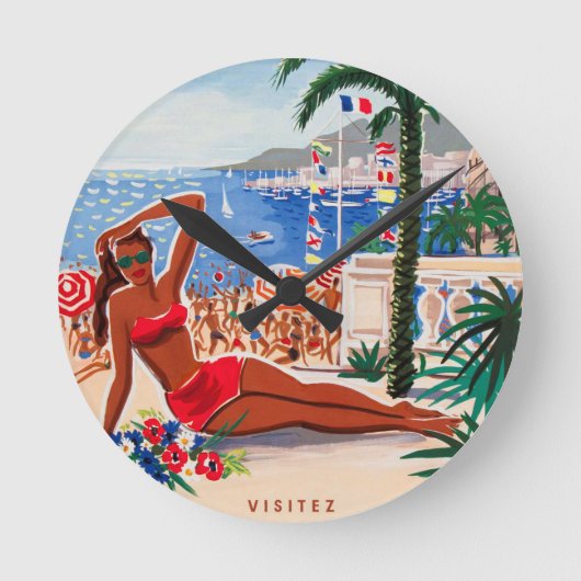  Cote D'Azur Beach Girl Ronde Klok (Voorkant)